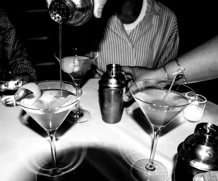 Signature USDA Prime steakhouse dinner spread at Lucky's Arts District