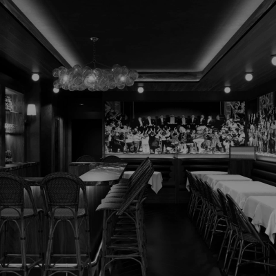 Sophisticated brick architecture and dining room layout of Soho New York location