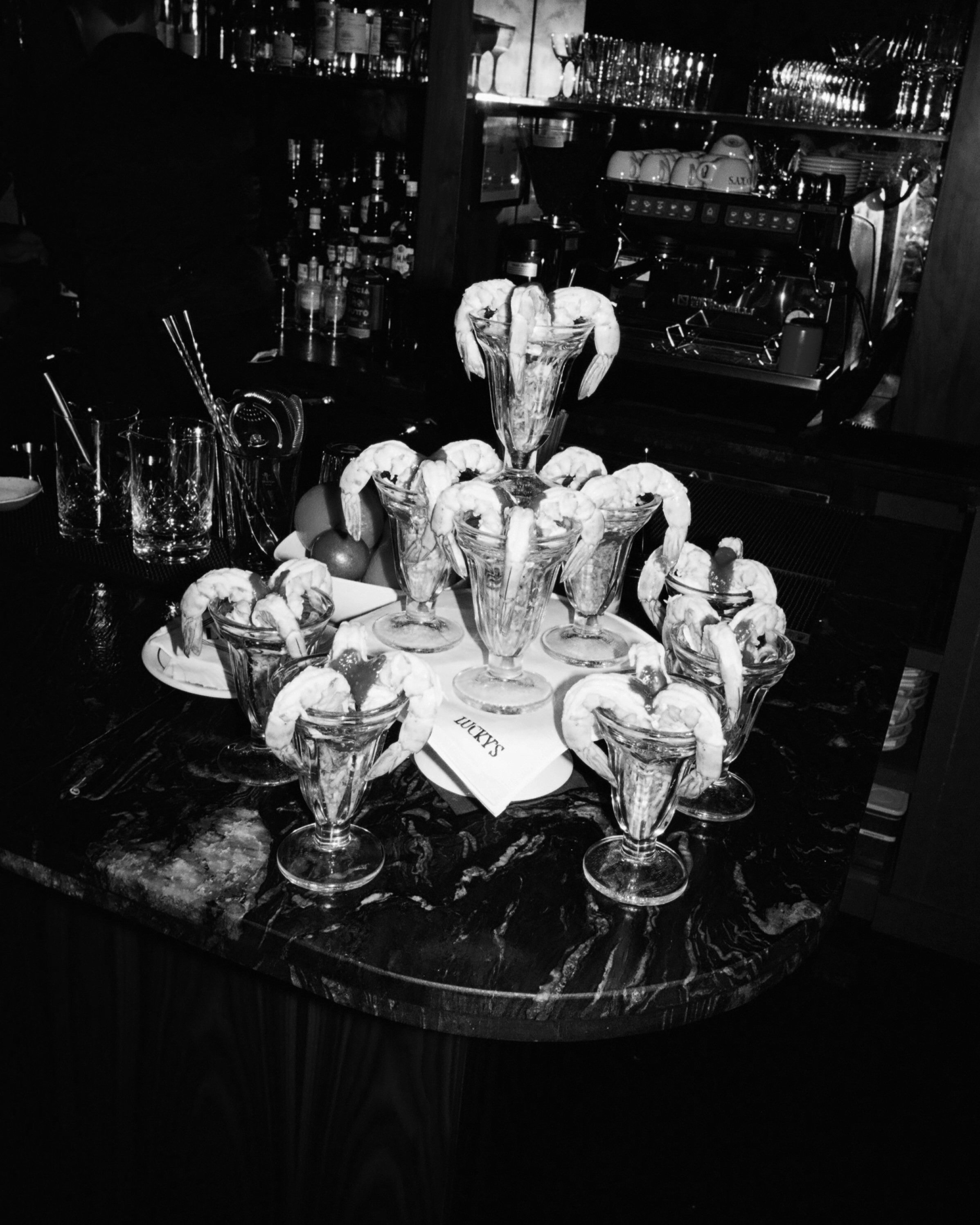 Interior atmosphere of Lucky's Steakhouse SOHO location on Lafayette Street in New York City